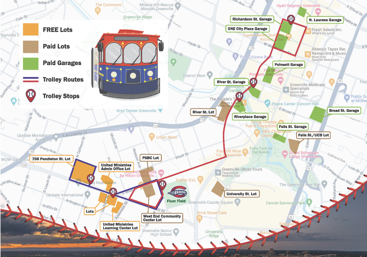 Fluor Field Parking Map